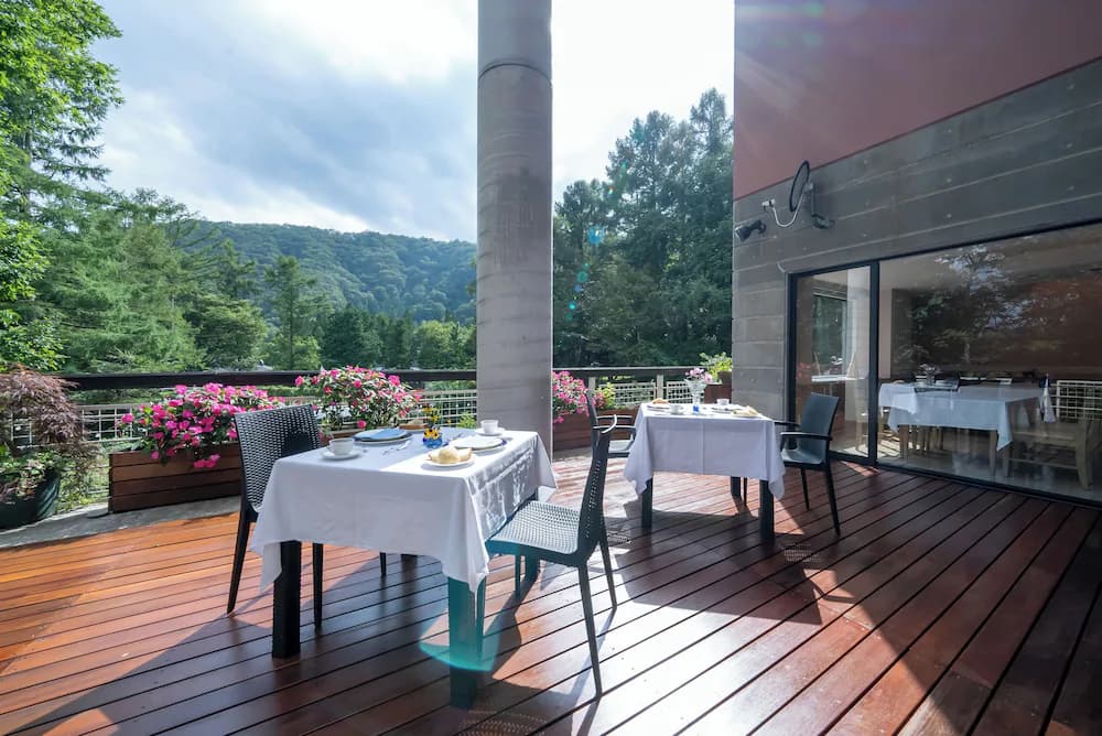 Outdoor banquet area
